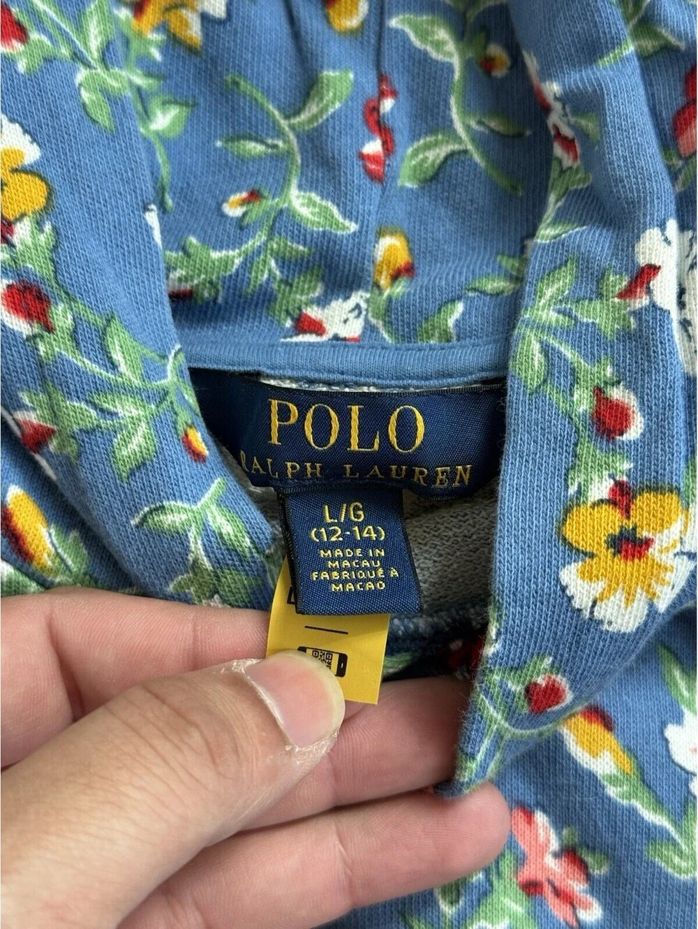 POLO RALPH LAUREN Girl's L (12/14) Floral Spa Terry Hoodie + Matching Shorts